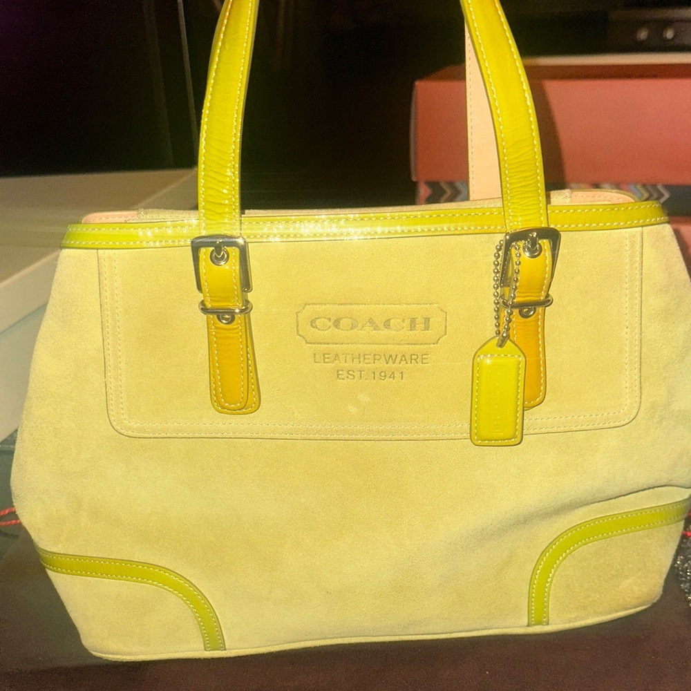 Coach Lime Green Leather Shoulder Bag Vintage